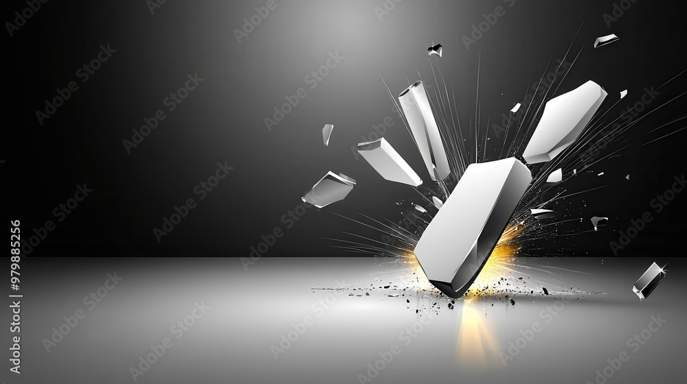 Aufkleber a dramatic shatter vector graphic with sharp, fragmented edges, pieces exploding outward in all dire