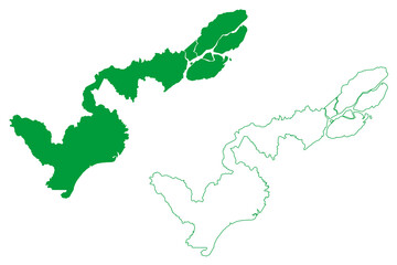 Macapa municipality (Amapa state, Municipalities of Brazil, Federative Republic of Brazil) map vector illustration, scribble sketch Macapa map