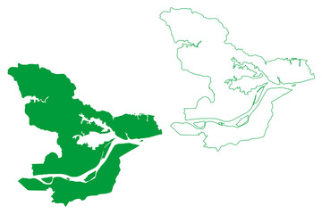 Manacapuru municipality (Amazonas state, Municipalities of Brazil, Federative Republic of Brazil) map vector illustration, scribble sketch Manacapuru map