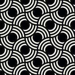 Vector seamless pattern. Geometric bold ornament. Stylish monochrome background. Bold repeating texture. Striped concentric elements.