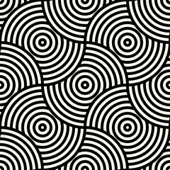Vector seamless pattern. Geometric bold ornament. Stylish monochrome background. Bold repeating texture. Striped concentric elements.
