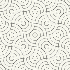 Vector seamless pattern. Geometric bold ornament. Stylish monochrome background. Linear thin repeating texture. Striped concentric elements.