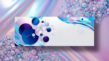 Abstract artwork featuring blue and purple bubbles on a shiny gradient background