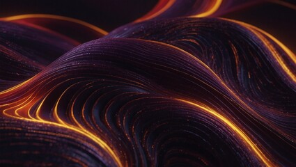 Abstract glowing wavy lines in dark, creating a mesmerizing motion