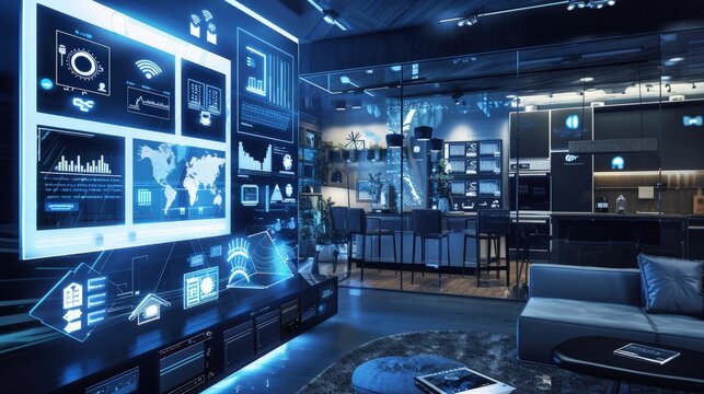 Futuristic Smart Home Setup at Tech Expo Showcasing Energy-Efficient Devices for Modern Living