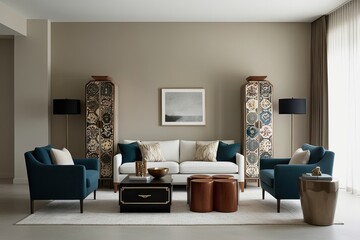 Minimalist Living Room Ideas with Stylish Storage Solutions and Curated Decorative Accents in Neutral Tones