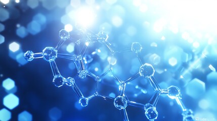 Blue Molecular Structure Abstract for Scientific Research and Medical Background, Generated AI