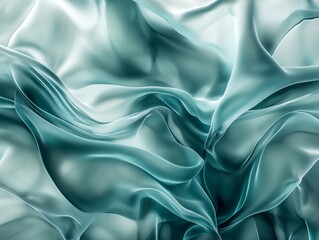 Obraz premium Flowing Silk Fabric Background with Satin Texture in Teal Green Hues