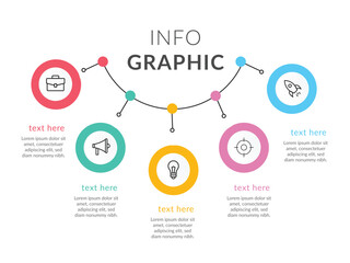 Presentation Business Circle Infographic Template with 5 Options or Steps 