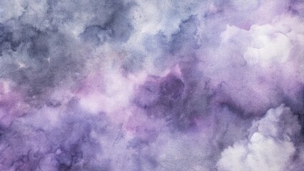 Fototapeta premium Abstract watercolor background with purple, pink, and gray clouds.