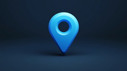 Blue pin icon with a round cutout represents location and navigation. Ideal for maps, travel guides, geolocation apps, tourism, and directions. Clean, minimalist vector style. 
