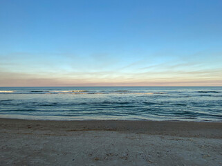Evening beach with vibrant sky