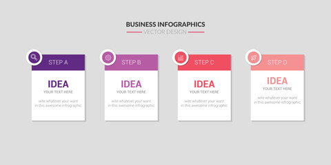 Business Infographic Template Visualization Abstract with Label 4 Number and Icon