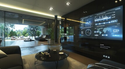 Naklejka premium High Tech Home Automation System Monitoring Underfloor Heating with Energy Efficiency Interface