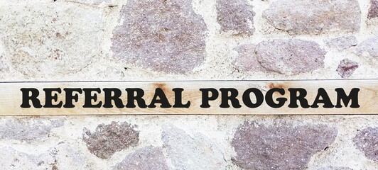 Fototapeta premium Referral program sign. text, referral program. Vector icon