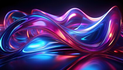 Arte abstrata com vidro iridescente e formas fluidas vibrantes