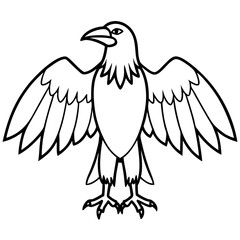 Ominous Raven with Outspread Wings - Vector Art