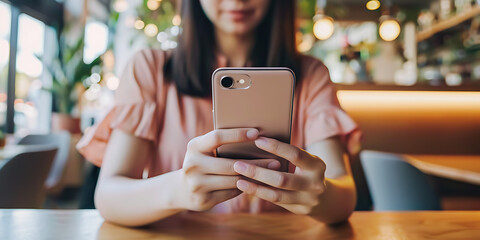 Close-Up of Hands Using a Mobile Application on a Smartphone: Detailed View of User Interaction with Technology, Highlighting Touchscreen Gestures and App Interface