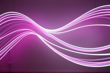 Fototapeta premium Three Dimensional Neon Waves Surreal Dynamic Flowing Ribbons Display