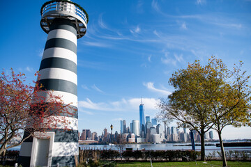 Obraz premium Manhattan's beautiful skyline, New York, United States. Panorama view of New York city skyline in Midtown Manhattan. USA NYC. American big city. Lower Manhattan skyline.