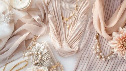 Elegant Feminine Accessories and Fashion Flatlay