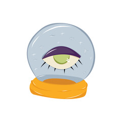 Magic ball with an eye. Halloween, autumn concept. Isolated illustration for card, postcard, cover. EPS 10