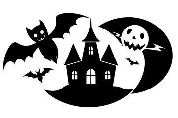 halloween house and bats