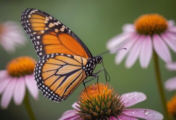 Obraz premium Monarch butterfly on pink flower