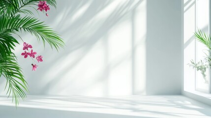 Fototapeta premium Minimalist Room with Palm Tree
