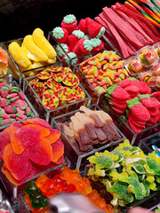 Candy of many flavours at a market