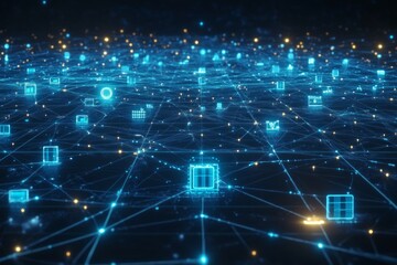 Obraz premium Cloud Grid, Cloud Computing and Digital Infrastructure