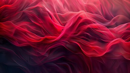 A red and black abstract painting of a flowing red fabric