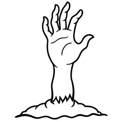 Vector Art of a Zombie Hand Emerging from the Ground with Outstretched Fingers