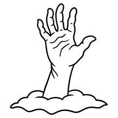 Vector Art of a Zombie Hand Emerging from the Ground with Outstretched Fingers