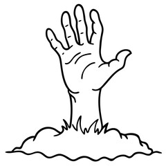 Vector Art of a Zombie Hand Emerging from the Ground with Outstretched Fingers