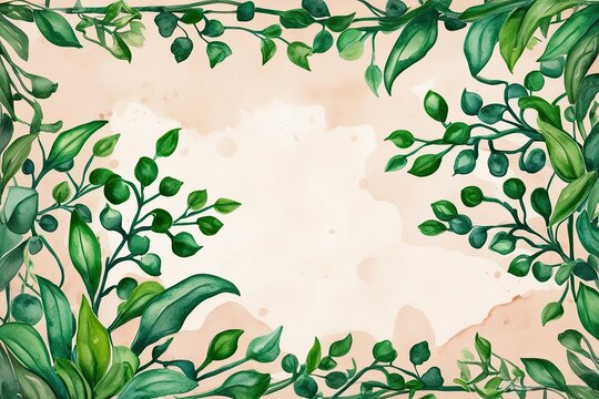 Watercolor Jade Vine Leaves Design with Clear Background