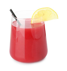 Tasty watermelon drink in glass isolated on white