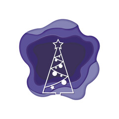 Christmas tree using paper cutting technique. New Year.