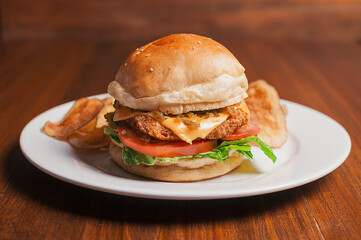 hamburger on a plate