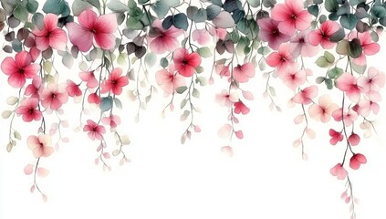 Elegant floral watercolor hanging vines