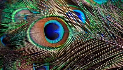 Fototapeta premium Mesmerizing peacock feathers with vibrant colors and intricate patterns – perfect for artistic projects.