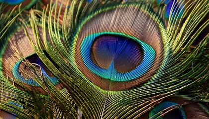 Fototapeta premium Mesmerizing peacock feathers with vibrant colors and intricate patterns – perfect for artistic projects.