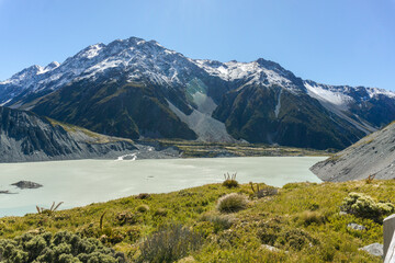 Lake Pukaki & Lake Tekapo Views with Lupin Fields, Hooker Valley Track, Southern Alps, Mt Cook Mountains Glacial Rivers, Snow-Capped Peaks, Scenic Trails, Landscape New Zealand’s Canterbury Queenstown