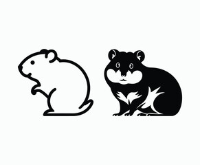 Hamster silhouette EPS vector art illustration template on a white background