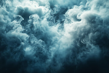 A surreal expanse where wispy clouds of smoke entwine with soft blue hues in a tranquil, ethereal atmosphere