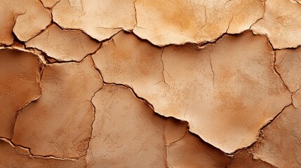 Fototapeta premium A tight shot of a weathered wall, cracked and repainted brown, with a blackbird perched atop
