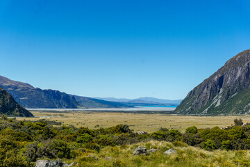 Lake Pukaki & Lake Tekapo Views with Lupin Fields, Hooker Valley Track, Southern Alps, Mt Cook Mountains Glacial Rivers, Snow-Capped Peaks, Scenic Trails, Landscape New Zealand’s Canterbury Queenstown
