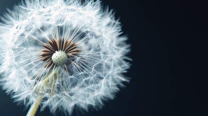 Fototapeta premium A tight shot of a dandelion head filled with numerous white seeds