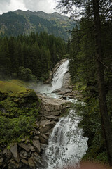 amazing Krimml falls in the Hohe Tauern national park in Austria