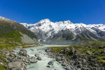 Lake Pukaki & Lake Tekapo Views with Lupin Fields, Hooker Valley Track, Southern Alps, Mt Cook...